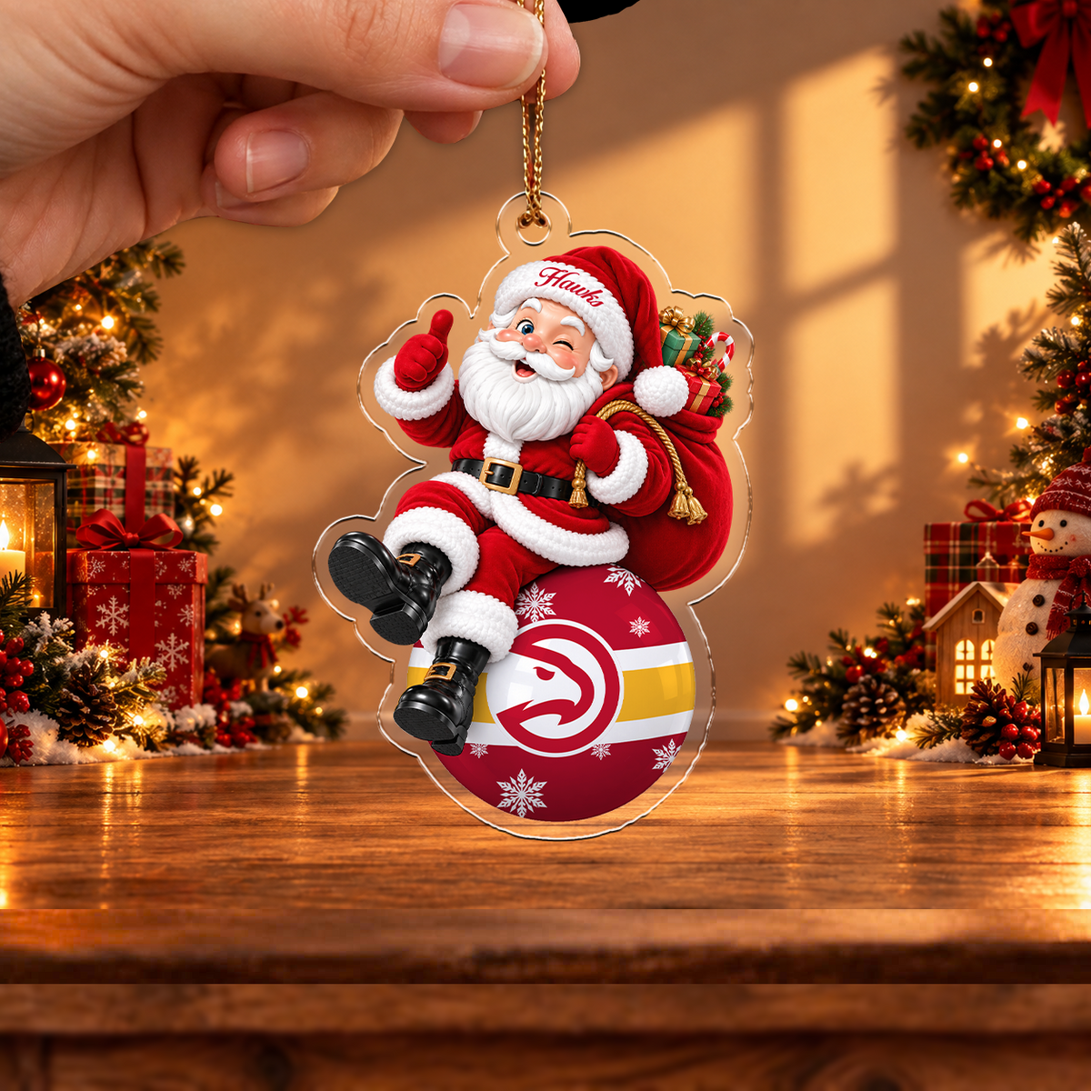 VIRAL EDITION - NEW CUSTOMIZED NBA17 AHA ATLANTA HAWKS CHRISTMAS ACRYLIC ORNAMENT
