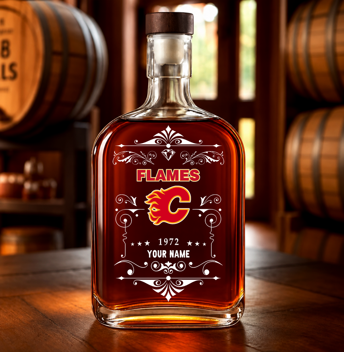 EXCLUSIVE EDITION - NEW CUSTOMIZED NHL17 CGF CALGARY FLAMES LUXURY WHISKEY BOTTLE 450ML