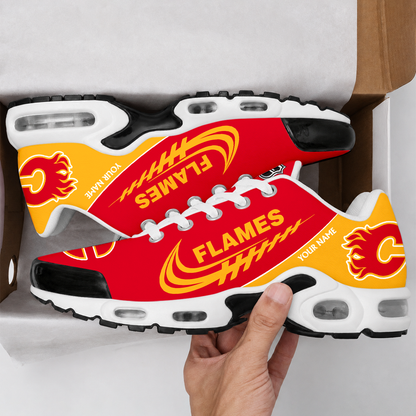 LIMITED EDITION - NEW CUSTOMIZED NHL17 CGF CALGARY FLAMES AIR MAX PLUS SNEAKERS