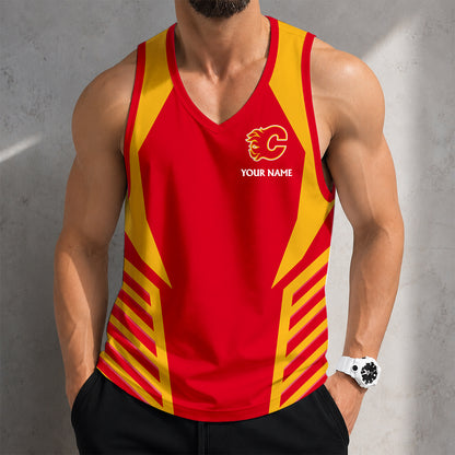 LIMITED EDITION - NEW CUSTOMIZED NHL17 CGF CALGARY FLAMES MEN'S TANK TOP