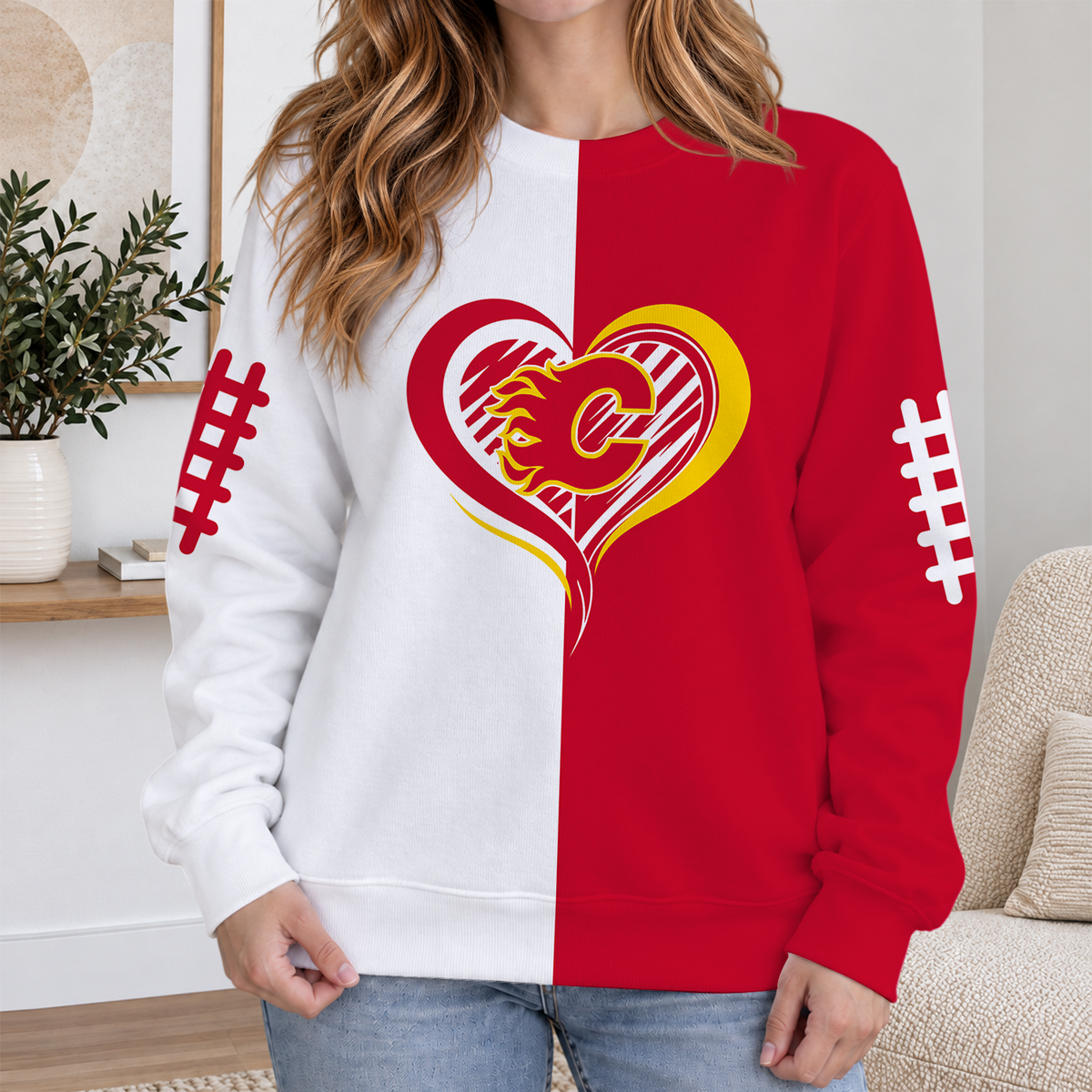 LIMITED EDITION - NEW CUSTOMIZED NHL17 CGF CALGARY FLAMES RIBBED HOODIE & SWEATSHIRT