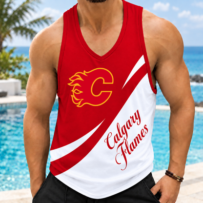 LIMITED EDITION - NEW CUSTOMIZED NHL17 CGF CALGARY FLAMES MEN'S TANK TOP