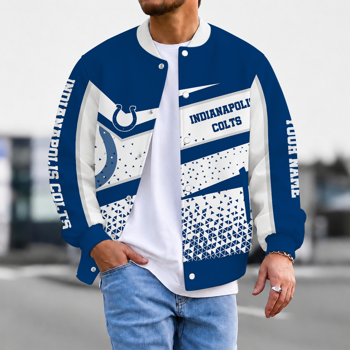 LIMITED EDITION - NEW CUSTOMIZED NFL17 IDC INDIANAPOLIS COLTS SATIN VARSITY & BASEBALL JACKET