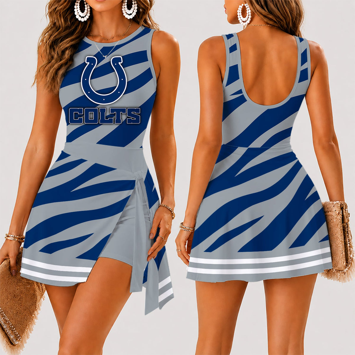 [SPECIAL OFFER] NEW CUSTOMIZED NFL17 IDC INDIANAPOLIS COLTS WOMEN'S SUMMER SKORT DRESS