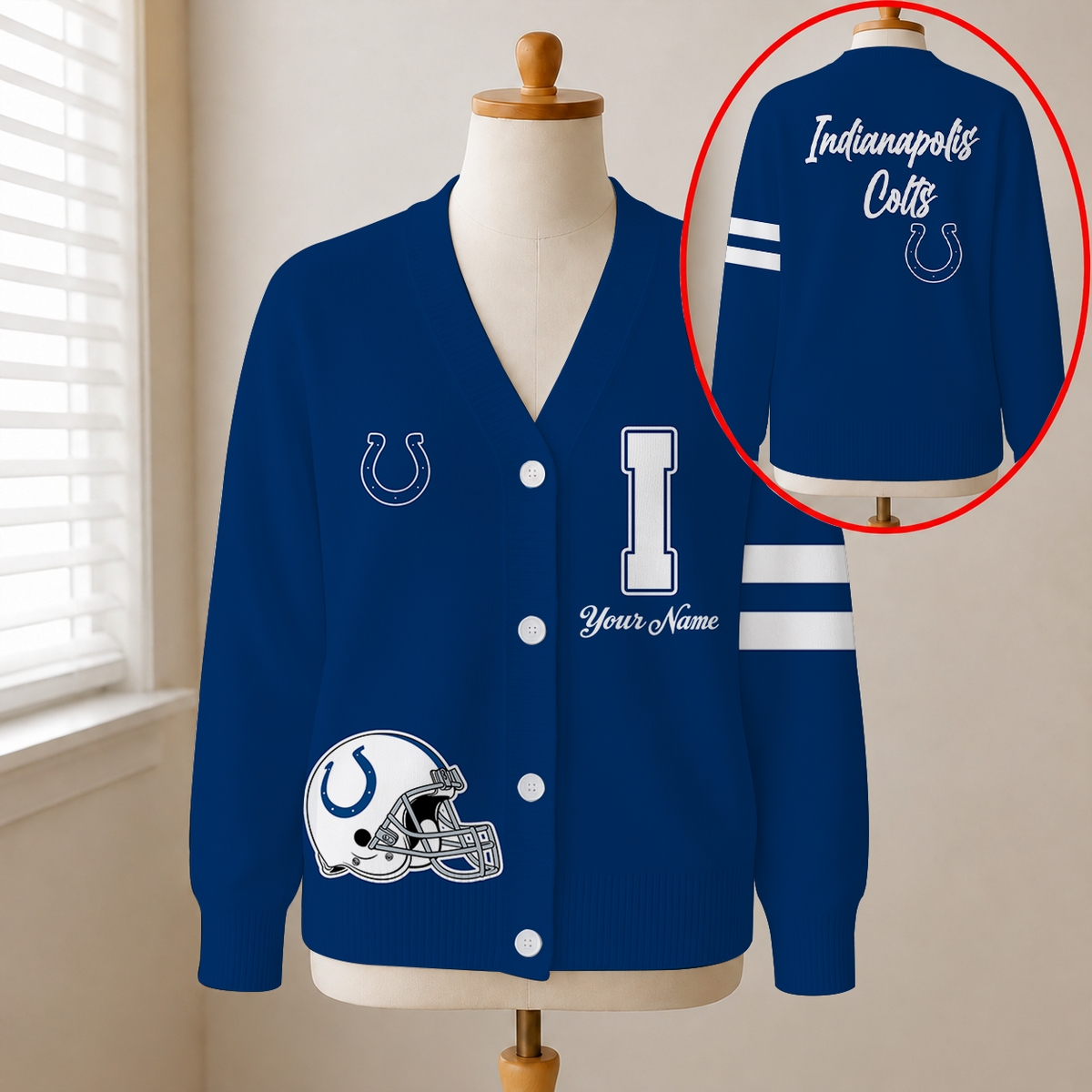 EXCLUSIVE EDITION - NEW CUSTOMIZED NFL17 IDC INDIANAPOLIS COLTS CARDIGAN