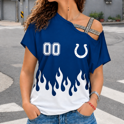LIMITED EDITION - NEW CUSTOMIZED NFL17 IDC INDIANAPOLIS COLTS WOMEN'S SHOULDER SHIRT