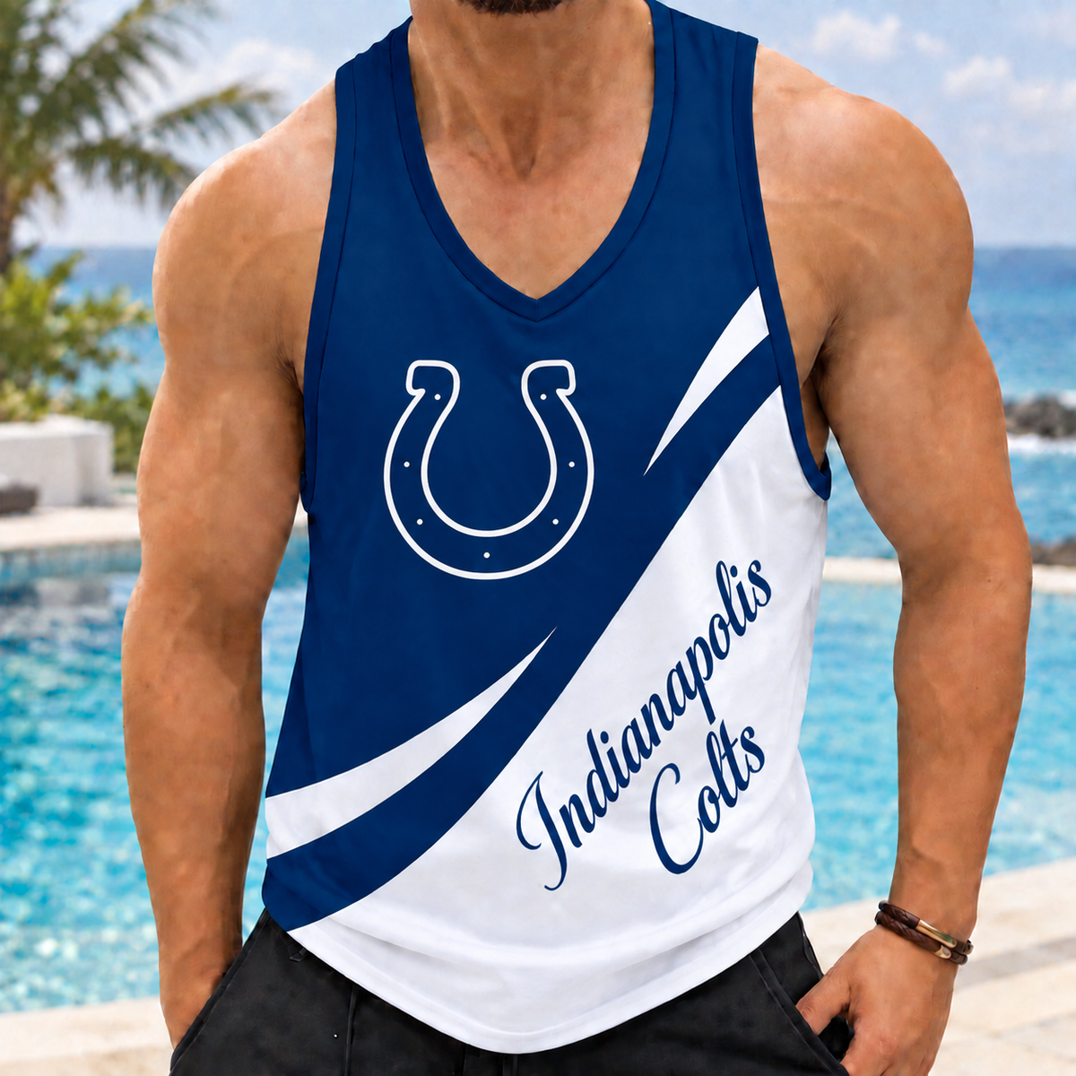 ELITE EDITION - NEW CUSTOMIZED NFL17 IDC INDIANAPOLIS COLTS MEN'S TANK TOP