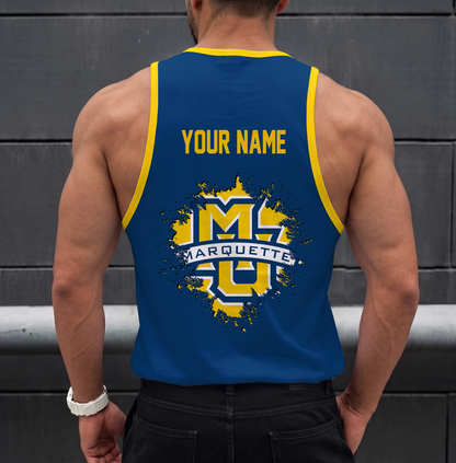 EXCLUSIVE EDTION - NEW CUSTOMIZED NCAA MAM17 MGE MARQUETTE GOLDEN EAGLES STRAPPY UNISEX TANK TOP