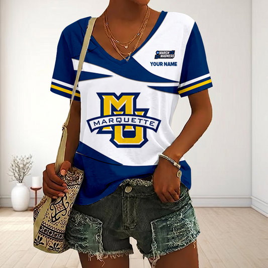 VIRAL EDITON - NEW CUSTOMIZED MAM NCAA17 MGE MA GOLDEN EAGLES V-NECK FEMALE SHIRT