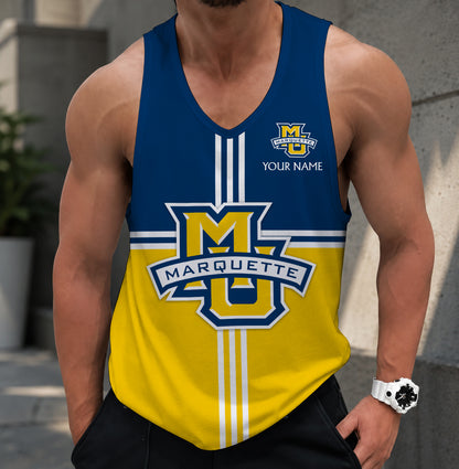 EXCLUSIVE EDTION - NEW CUSTOMIZED NCAA MAM17 MGE MARQUETTE GOLDEN EAGLES STRAPPY UNISEX TANK TOP