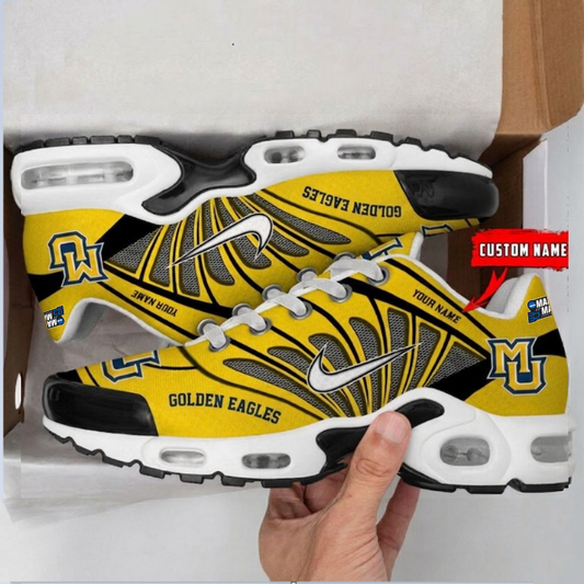 ELITE EDITION - NEW CUSTOMIZED NCAA MAM17 MGE MA GOLDEN EAGLES UNISEX AIR MAX PLUS SNEAKERS