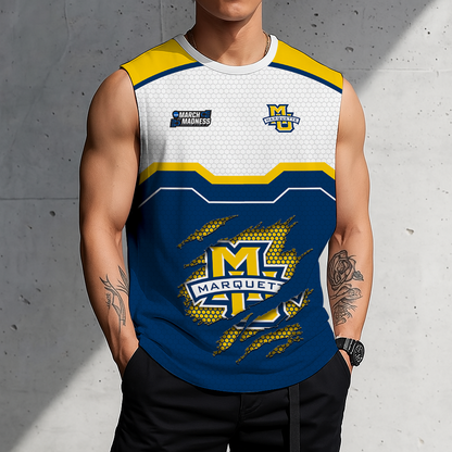 LIMITED EDITION - NEW CUSTOMIZED NCAA MAM17 MGE MARQUETTE GOLDEN EAGLES MEN'S GYM SHIRT