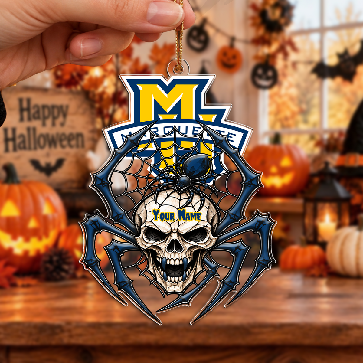 FINAL SALE - NEW CUSTOMIZED NCAA MAM17 MGE MARQUETTE GOLDEN EAGLES HALLOWEEN ACRYLIC ORNAMENT