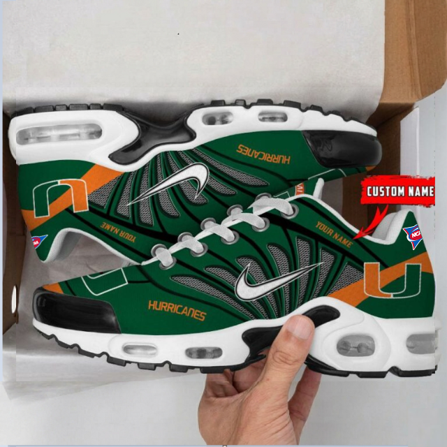 ELITE EDITION - NEW CUSTOMIZED NCAA FBS17 MIH MI HURRICANES UNISEX AIR MAX PLUS SNEAKERS