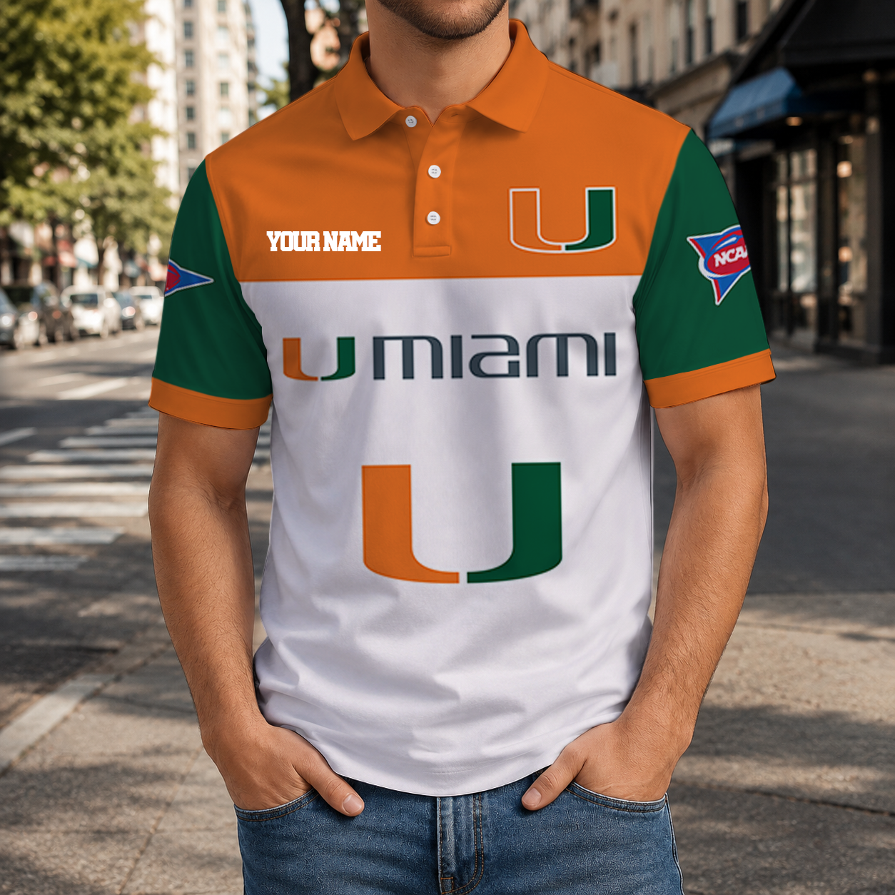 ELITE EDITION- NEW CUSTOMIZED NCAA FBS17 MIH MIAMI HURRICANES POLO SHIRT, ZIP POLO SHIRT & T-SHIRTS