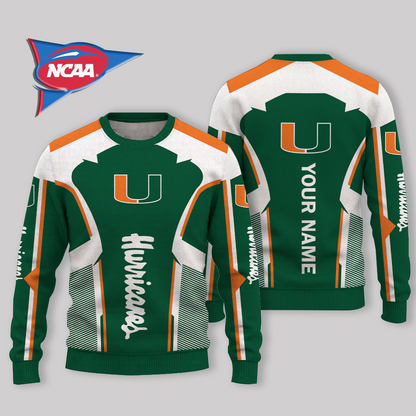 LIMITED EDITION - NEW CUSTOMIZED NCAA FBS17 MIH MIAMI HURRICANES UGLY SWEATER