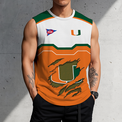 LIMITED EDITION - NEW CUSTOMIZED NCAA FBS17 MIH MIAMI HURRICANES MEN'S GYM SHIRT