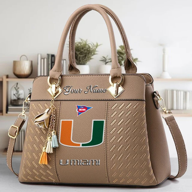 LIMITED EDITION - NEW CUSTOMIZED NCAA FBS17 MIH MI HURRICANES ZIP HANDBAG MULTICOLOR