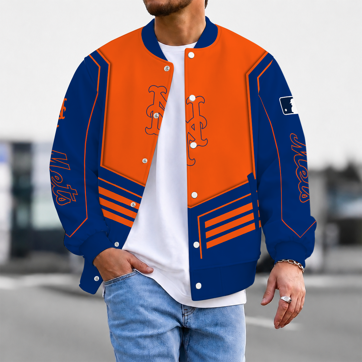 EXCLUSIVE EDITION - NEW CUSTOMIZED MLB17 NYM NEW YORK METS SATIN VARSITY & BASEBALL JACKET