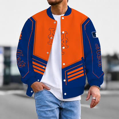 EXCLUSIVE EDITION - NEW CUSTOMIZED MLB17 NYM NEW YORK METS SATIN VARSITY & BASEBALL JACKET