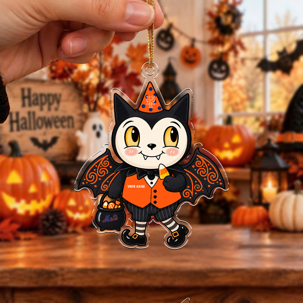 SPECIAL EDITION - NEW CUSTOMIZED MLB17 NYM NEW YORK METS HALLOWEEN ACRYLIC ORNAMENT