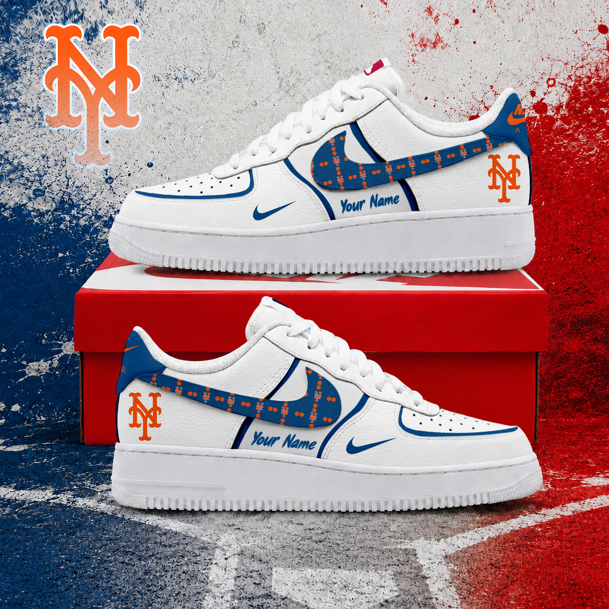 LIMITED EDITION - NEW CUSTOMIZED MLB17 NYM NEW YORK METS AF1 SHOES
