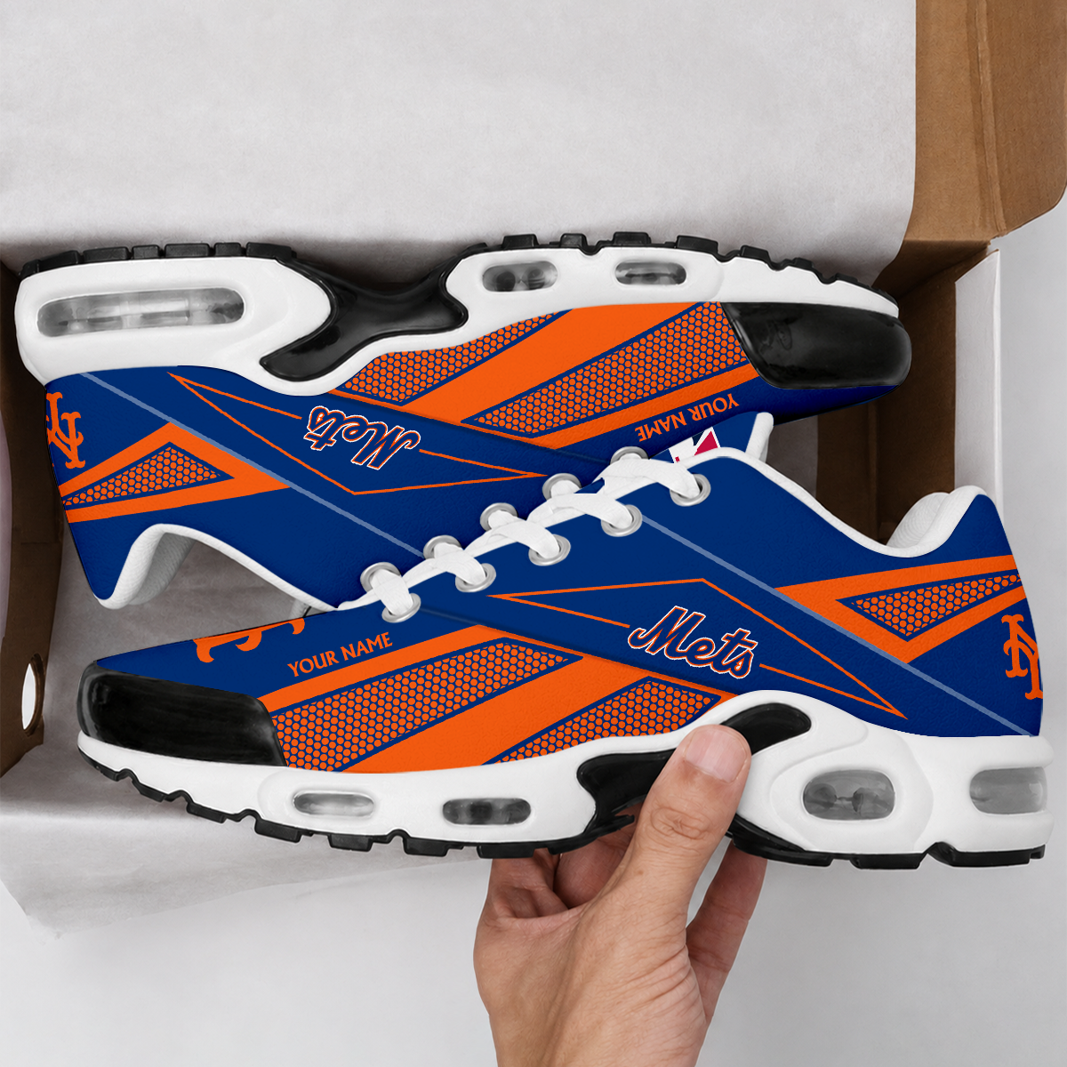 VIRAL EDITION - NEW CUSTOMIZED MLB17 NYM NEW YORK METS AIR MAX PLUS SNEAKERS