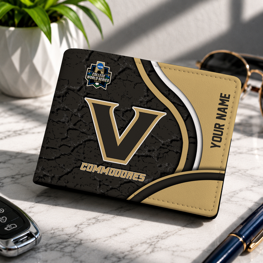 VIRAL EDITION - NEW CUSTOMIZED NCAA CWS17 VDC VANDERBILT COMMODORES LEATHER WALLET