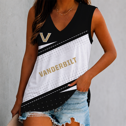 LIMITED EDITION - NEW CUSTOMIZED NCAA CWS17 VDC VANDERBILT COMMODORES WOMEN'S V-NECK TANK TOP