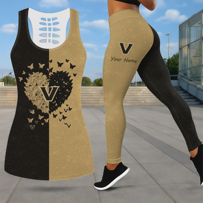 LIMITED EDITION - NEW CUSTOMIZED NCAA CWS17 VDC VANDERBILT COMMODORES LEGGINGS & HOLLOW TANK TOP SET