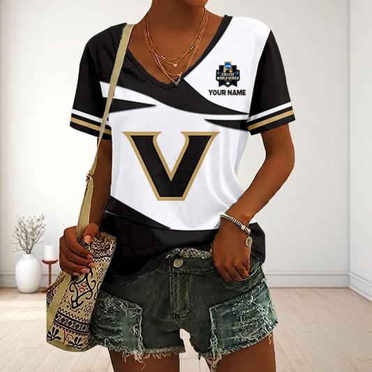 VIRAL EDITON - NEW CUSTOMIZED CWS NCAA17 VDC VD COMMODORES V-NECK FEMALE SHIRT