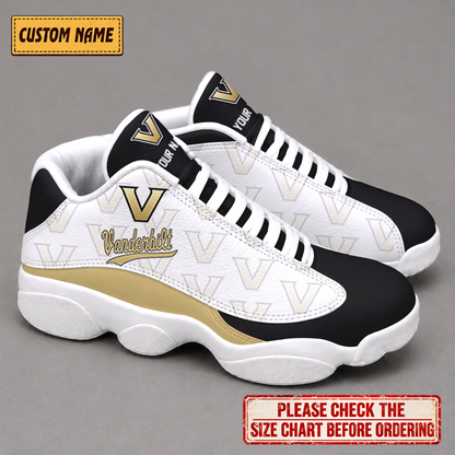 LIMITED EDITION - NEW CUSTOMIZED NCAA CWS17 VDC VANDERBILT COMMODORES AIR JORDAN 13 LOW TOP SNEAKER