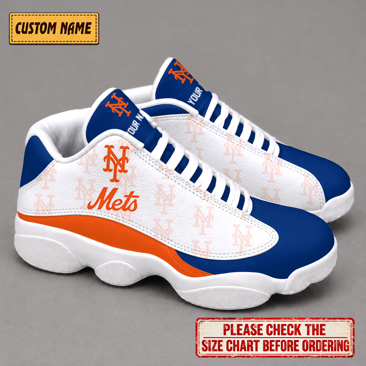 LIMITED EDITION - NEW CUSTOMIZED NFL17 NYM NEW YORK METS AIR JORDAN 13 LOW TOP SNEAKER