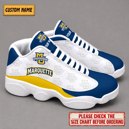 EXCLUSIVE EDITION - NEW CUSTOMIZED NCAA MAM17 MGE MARQUETTE GOLDEN EAGLES AIR JORDAN 13 LOW TOP SNEAKER