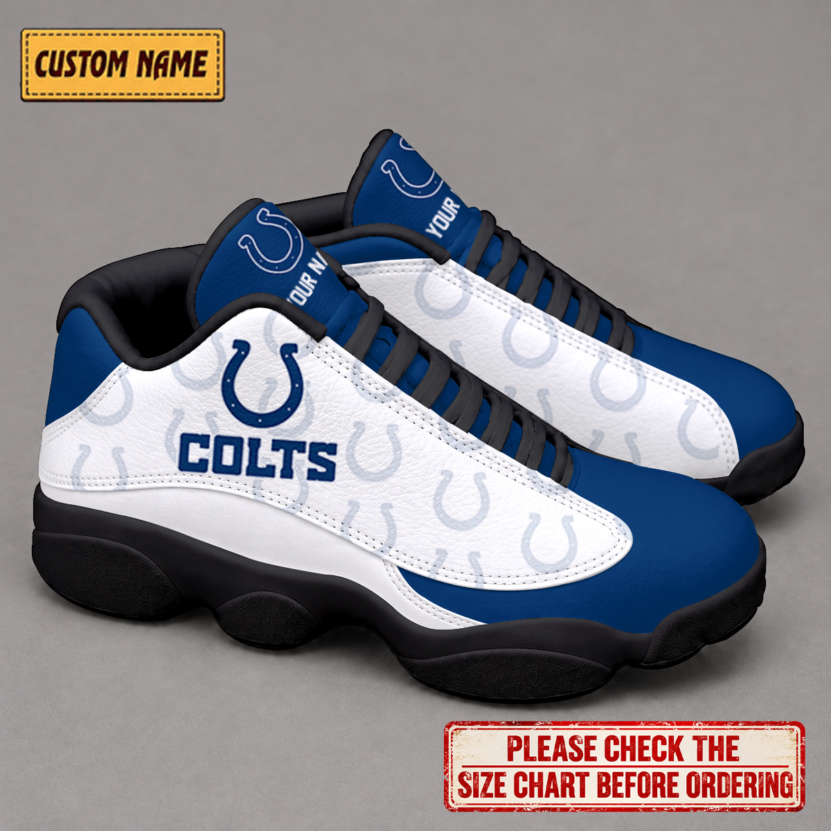 LIMITED EDITION - NEW CUSTOMIZED NFL17 IDC INDIANAPOLIS COLTS AIR JORDAN 13 LOW TOP SNEAKER