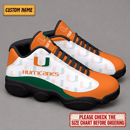 LIMITED EDITION - NEW CUSTOMIZED NCAA FBS17 MIH MIAMI HURRICANES AIR JORDAN 13 LOW TOP SNEAKER