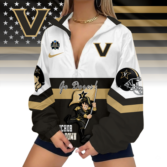 LIMITED EDITION - NEW CUSTOMIZED CWS NCAA17 VDC VD COMMODORES V-NECK ZIPPER SWEATSHIRT JACKET