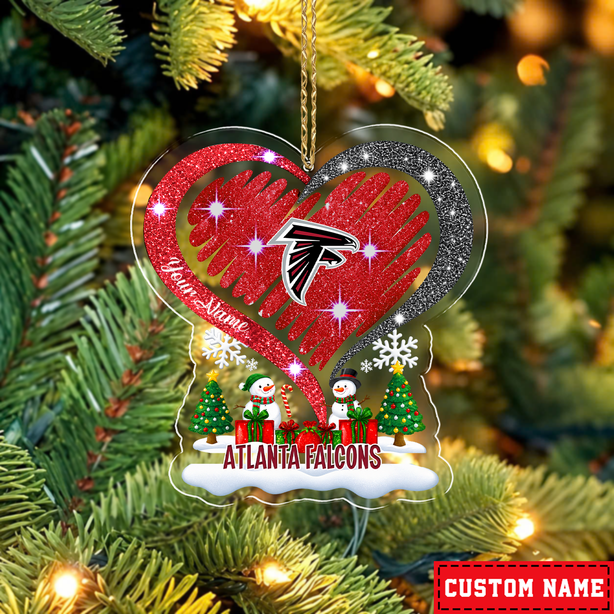 LIMITED EDITION - NEW CUSTOMIZED NFL18 ATF ATLANTA FALCONS CHRISTMAS ACRYLIC ORNAMENT