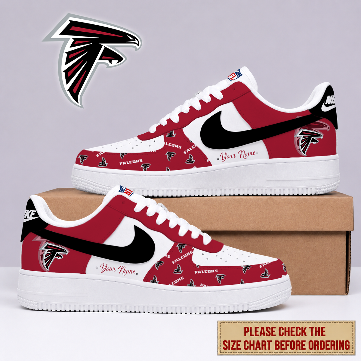 EXCLUSIVE EDITION - NEW CUSTOMIZED NFL18 ATF ATLANTA FALCONS AF1 SHOES