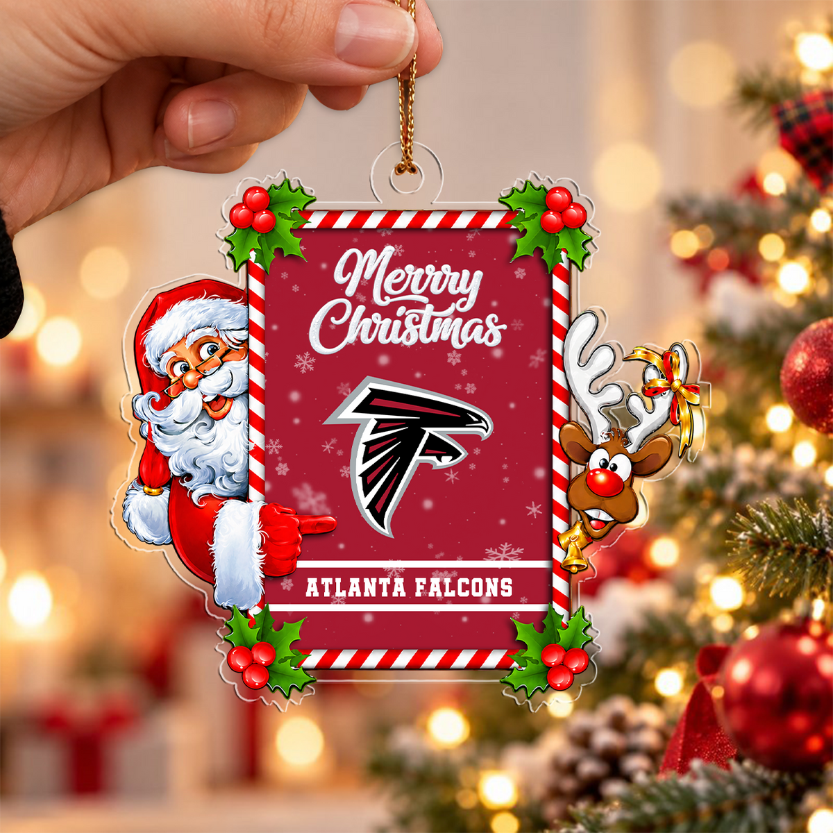 FINAL SALE - NEW CUSTOMIZED NFL18 ATF ATLANTA FALCONS CHRISTMAS ACRYLIC ORNAMENT