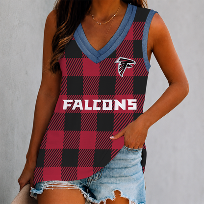 LIMITED EDITION - NEW CUSTOMIZED NFL18 ATF ATLANTA FALCONS WOMEN'S V-NECK TANK TOP