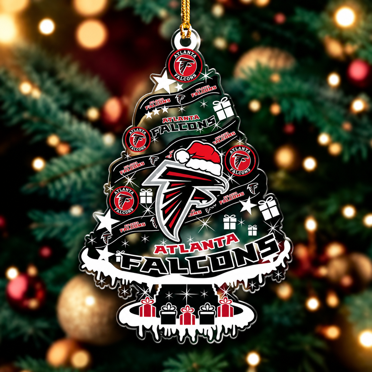 SPECIAL EDITION - NEW CUSTOMIZED NFL18 ATF ATLANTA FALCONS CHRISTMAS ACRYLIC ORNAMENT