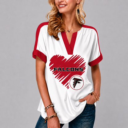 LIMITED EDITION - NEW CUSTOMIZED NFL18 ATF ATLANTA FALCONS V-NECK FEMALE SHIRT