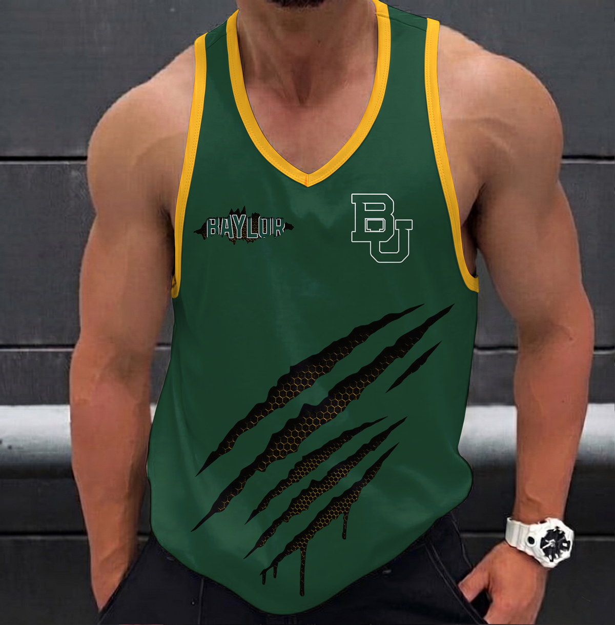 EXCLUSIVE EDTION - NEW CUSTOMIZED NCAA MAM18 BAB BAYLOR BEARS STRAPPY UNISEX TANK TOP