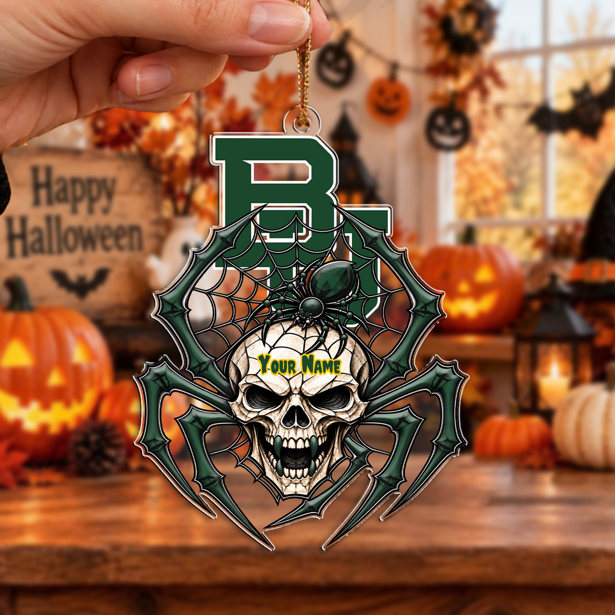 FINAL SALE - NEW CUSTOMIZED NCAA MAM18 BAB BAYLOR BEARS HALLOWEEN ACRYLIC ORNAMENT