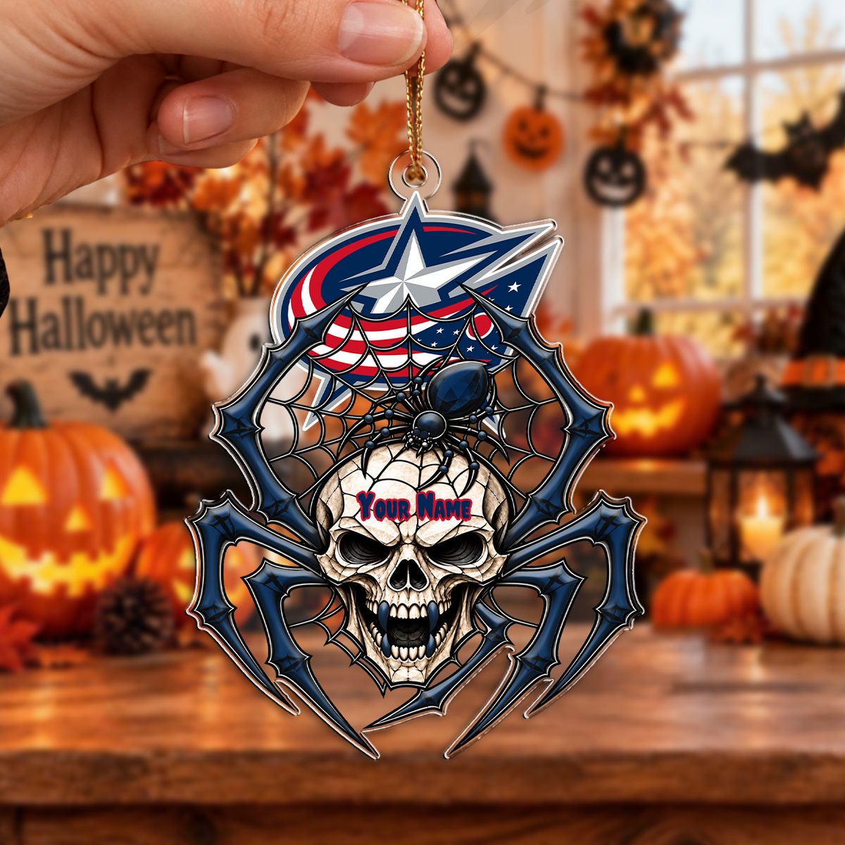 FINAL SALE - NEW CUSTOMIZED NHL18 CBJ COLUMBUS BLUE JACKETS HALLOWEEN ACRYLIC ORNAMENT