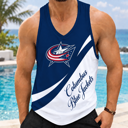 LIMITED EDITION - NEW CUSTOMIZED NHL18 CBJ COLUMBUS BLUE JACKETS MEN'S TANK TOP