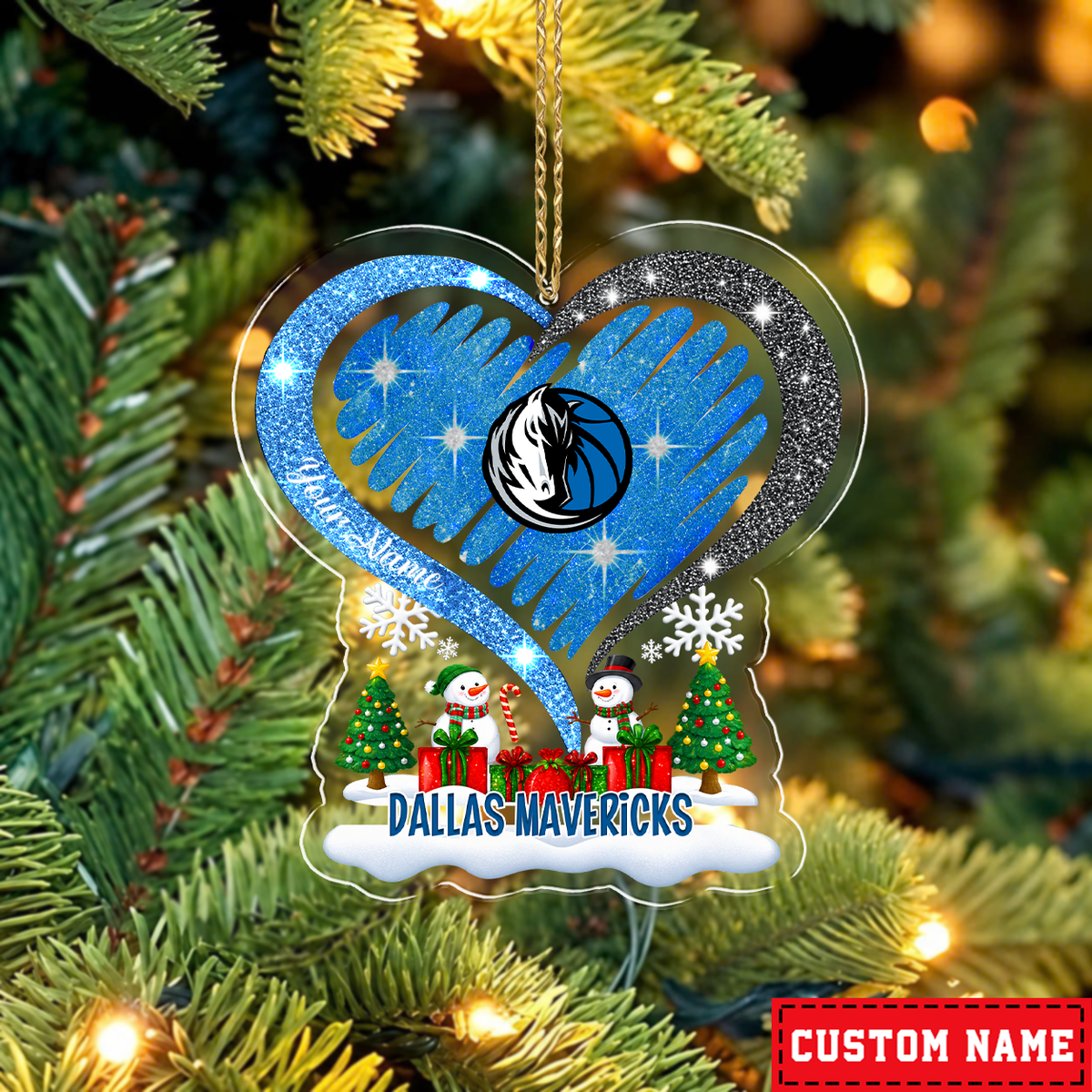 FLASH SALE - NEW CUSTOMIZED NBA18 DMA DALLAS MAVERICKS CHRISTMAS ACRYLIC ORNAMENT
