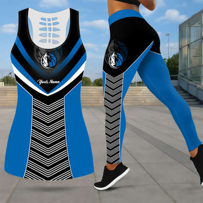 LIMITED EDITION - NEW CUSTOMIZED NBA18 DMA DALLAS MAVERICKS LEGGINGS & HOLLOW TANK TOP SET