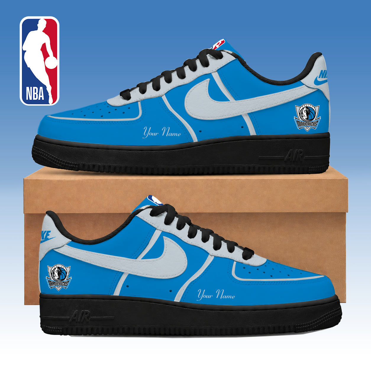 FINAL SALE - NEW CUSTOMIZED NBA18 DMA DALLAS MAVERICKS AF1 SNEAKERS